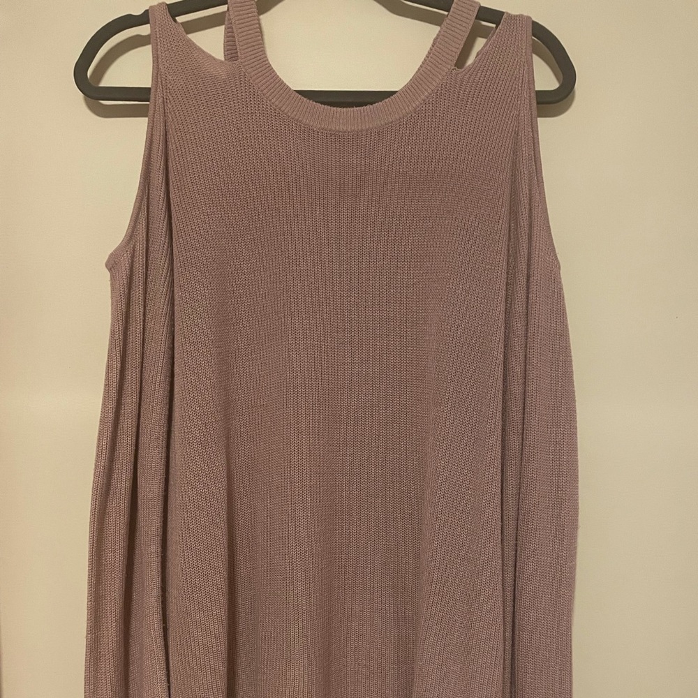 Purple open shoulder sweater